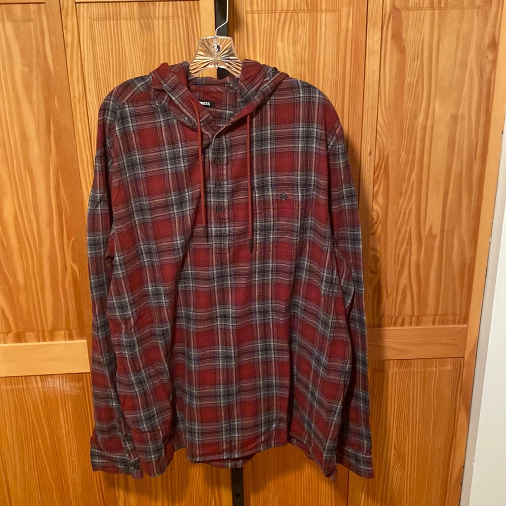 EXPRESS men’s half button up flannel hoody